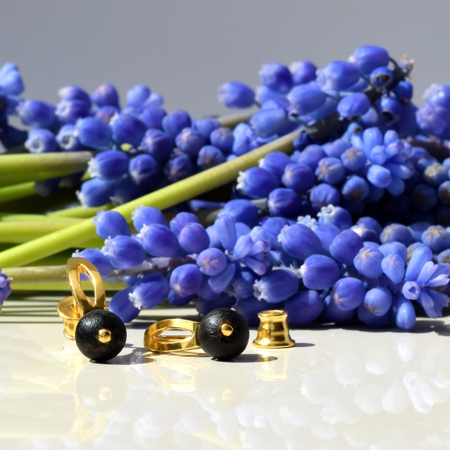 Natural Black Baltic Amber Minimalist Earrings