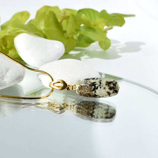 Unique Baltic Amber Pedant with Gold Plated Silver Chain