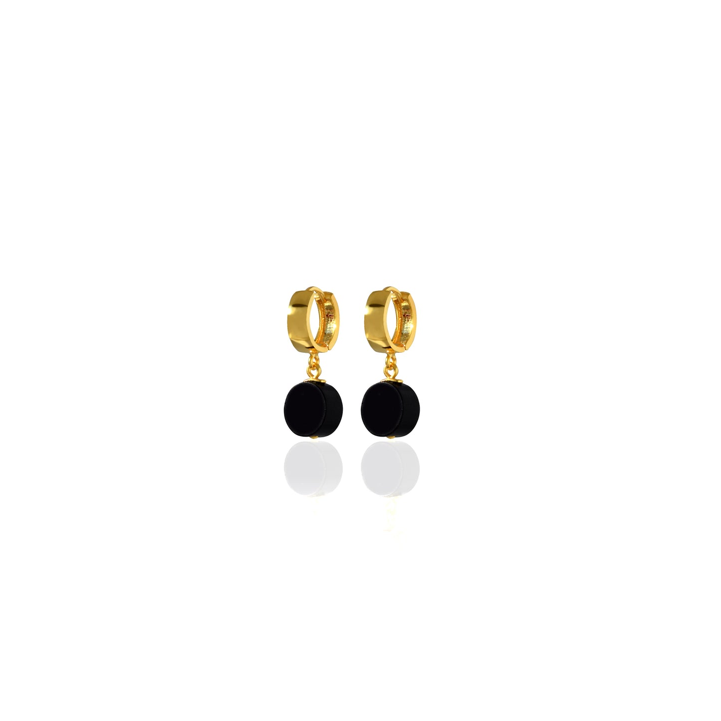Elegant Black Amber Tablet Bead Earrings
