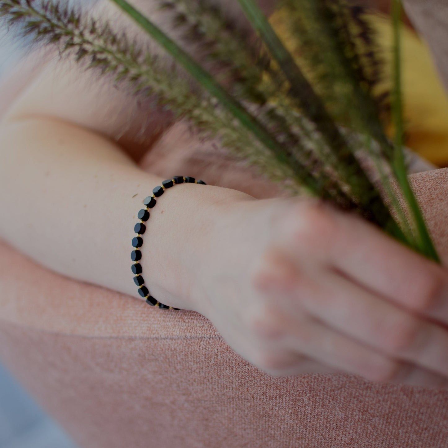 Black Amber Bracelet "FOREST PEARLS": Stylish Soft Elegance