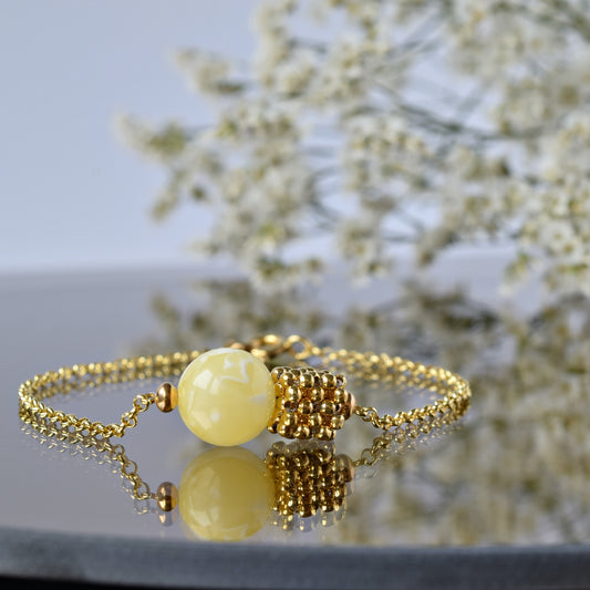 Natural White Baltic Amber Elegant Braclet