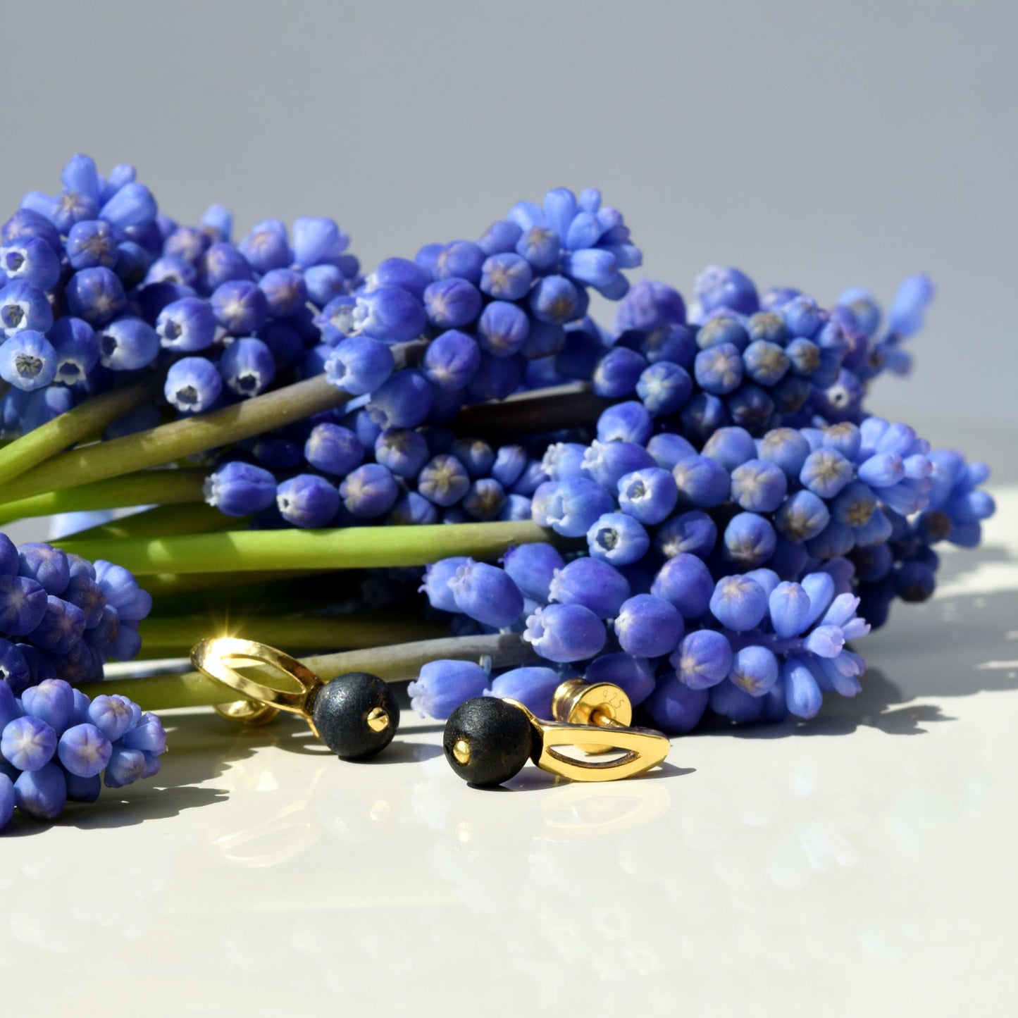 Natural Black Baltic Amber Minimalist Earrings