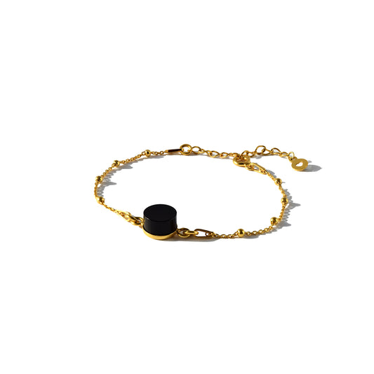 Minimalistic Bracelet with Black Amber Tablet