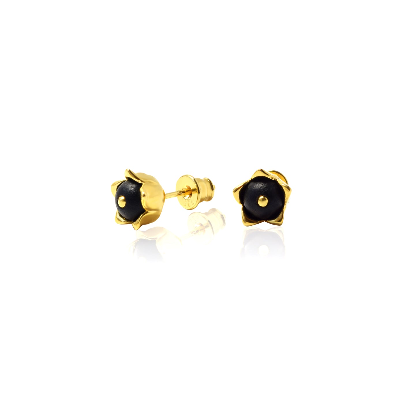 Beautifully designed flower stud earrings with Baltic Amber