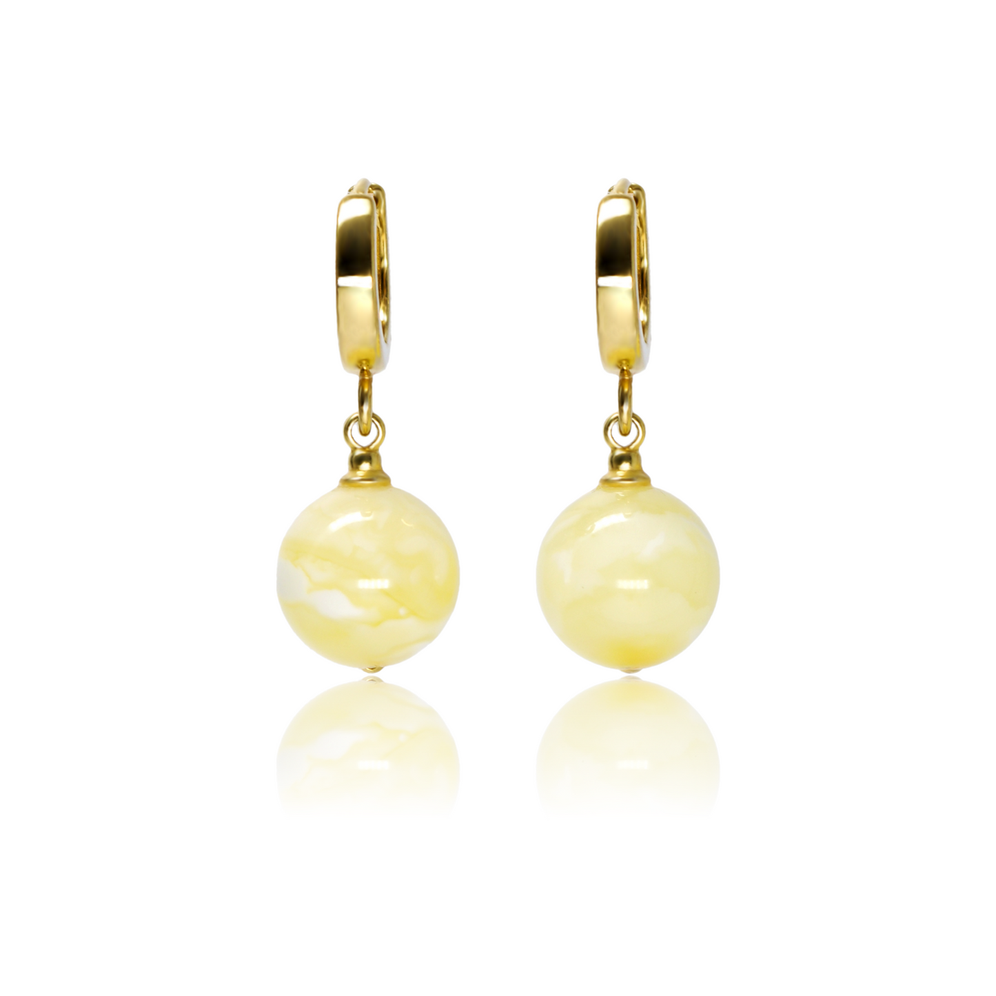 Natural White Baltic Amber Elegant Earrings