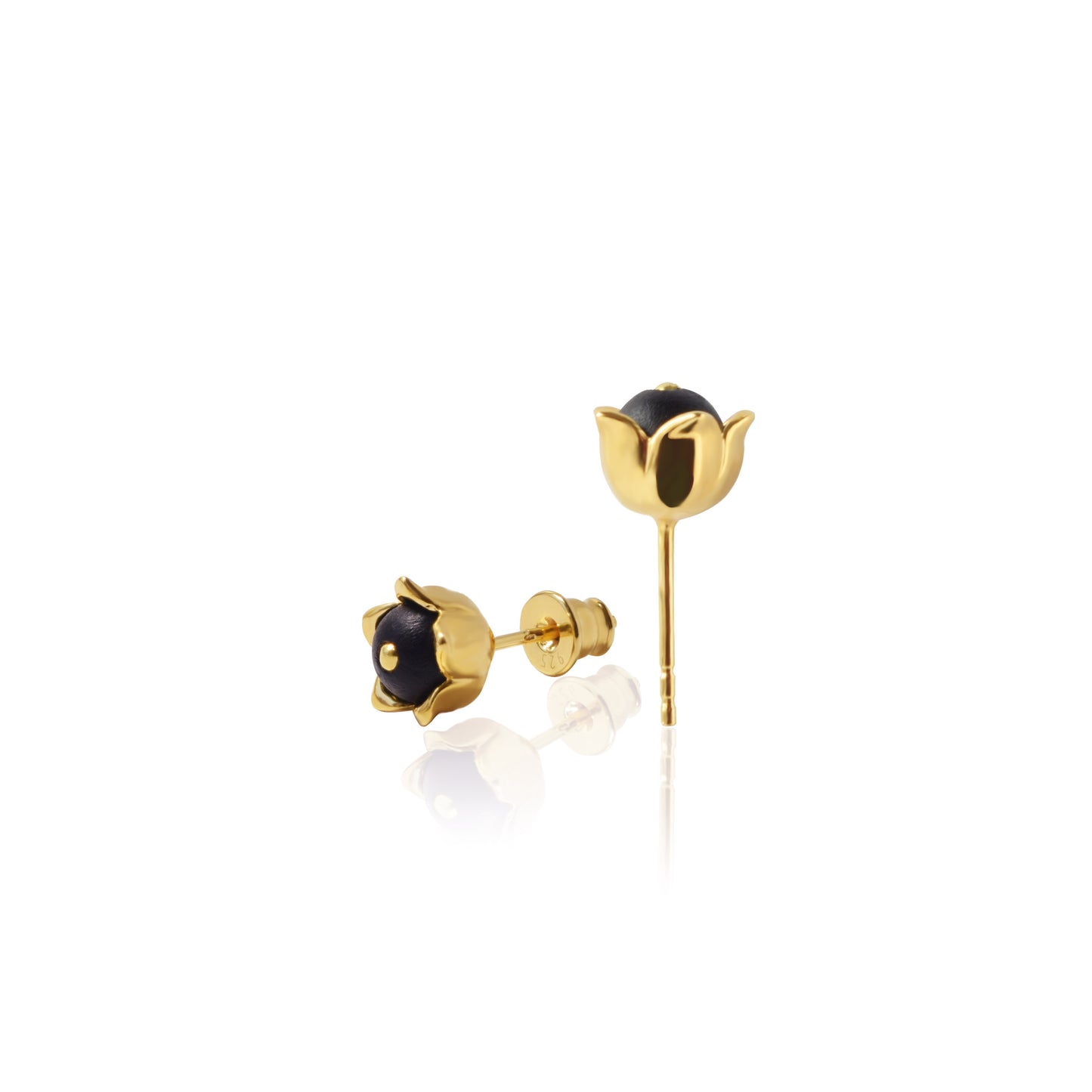 Beautifully designed flower stud earrings with Baltic Amber