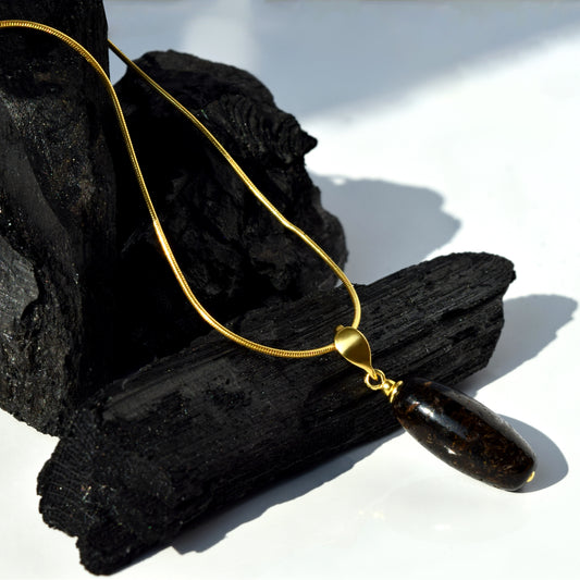 Beautiful Shiny Black Baltic Amber Pendant