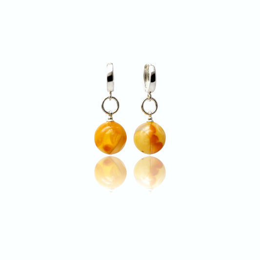 Baltic Amber and Sterling Silver SUN DROP Earrings