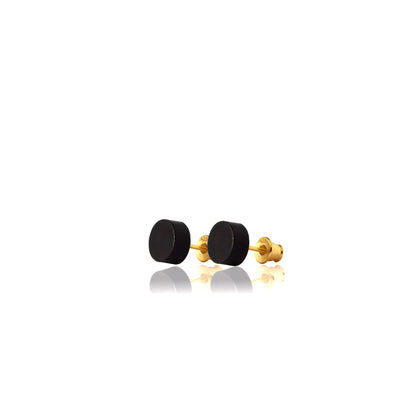 Gold-Plated Stud Earrings with Black Baltic Amber