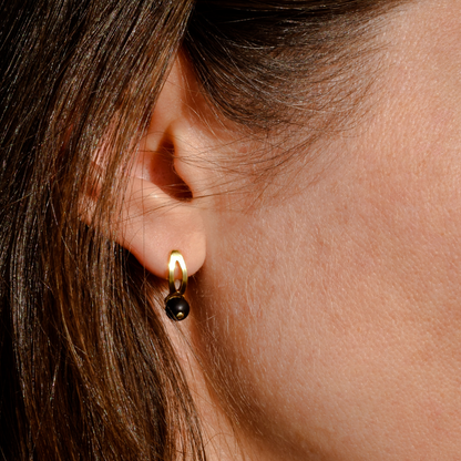 Natural Black Baltic Amber Minimalist Earrings
